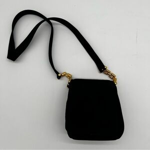 Vintage Frenchy of California Suede Crossbody Bag Black Gold Chain Strap USA